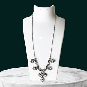 Vintage Avon Jewelry Necklace Choker 90s Goth Glam Rhinestone Pink Black Chain